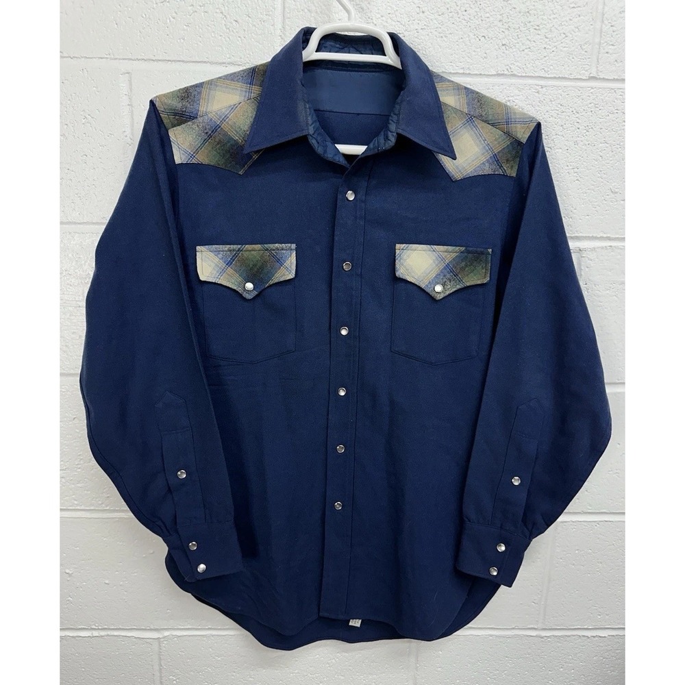 VTG 1960s Pearl Snap Single Stitch Long Sleeve Western Cowboy Shirt / Men's L/XL